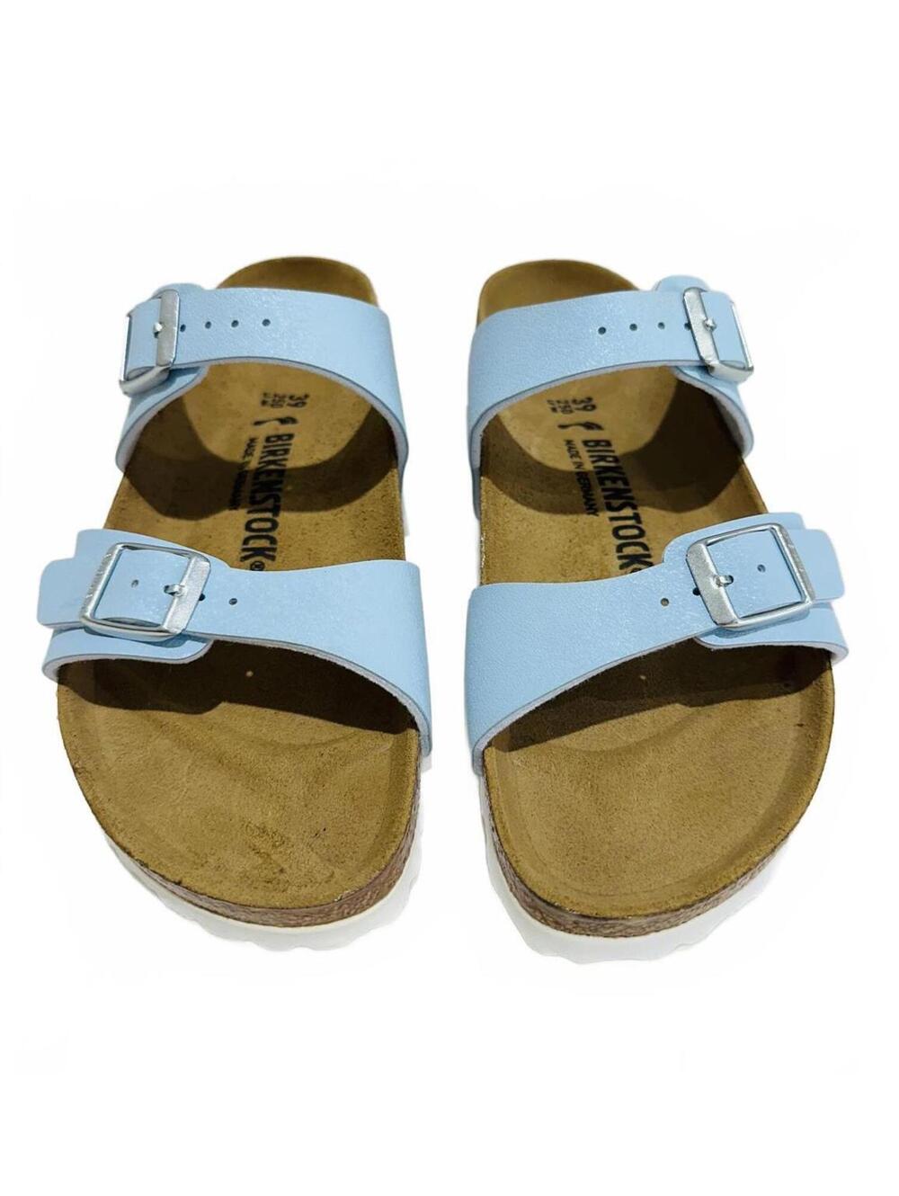 New Birkenstock Arizona Slide Sandals Light Blue Adjustable Straps Size US 8/8.5
